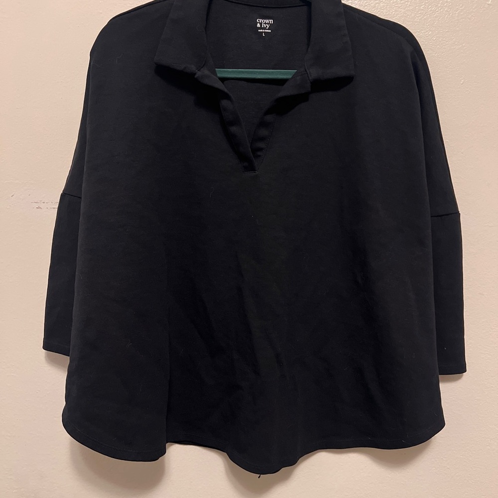 Black Oversized Collared Top